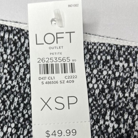 LOFT Tweed Pencil Skirt Womens Black White Speckled Pull On Size XSP - Picture 4 of 9